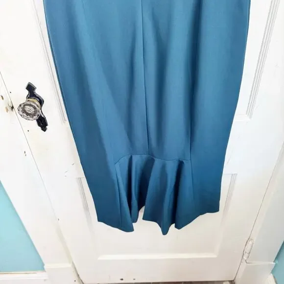 Lafayette 148 New York V-Neck Virgin Wool Pencil Dress Fluted Back Skirt Size 6 - Picture 10 of 12